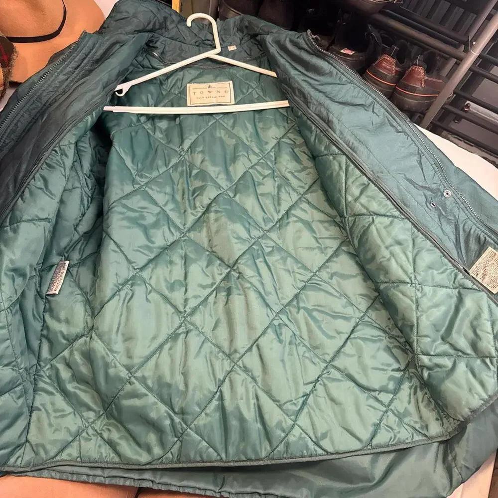 Vintage 90s London Fog Quilted Iridescent‎ Teal Parka Jacket - M